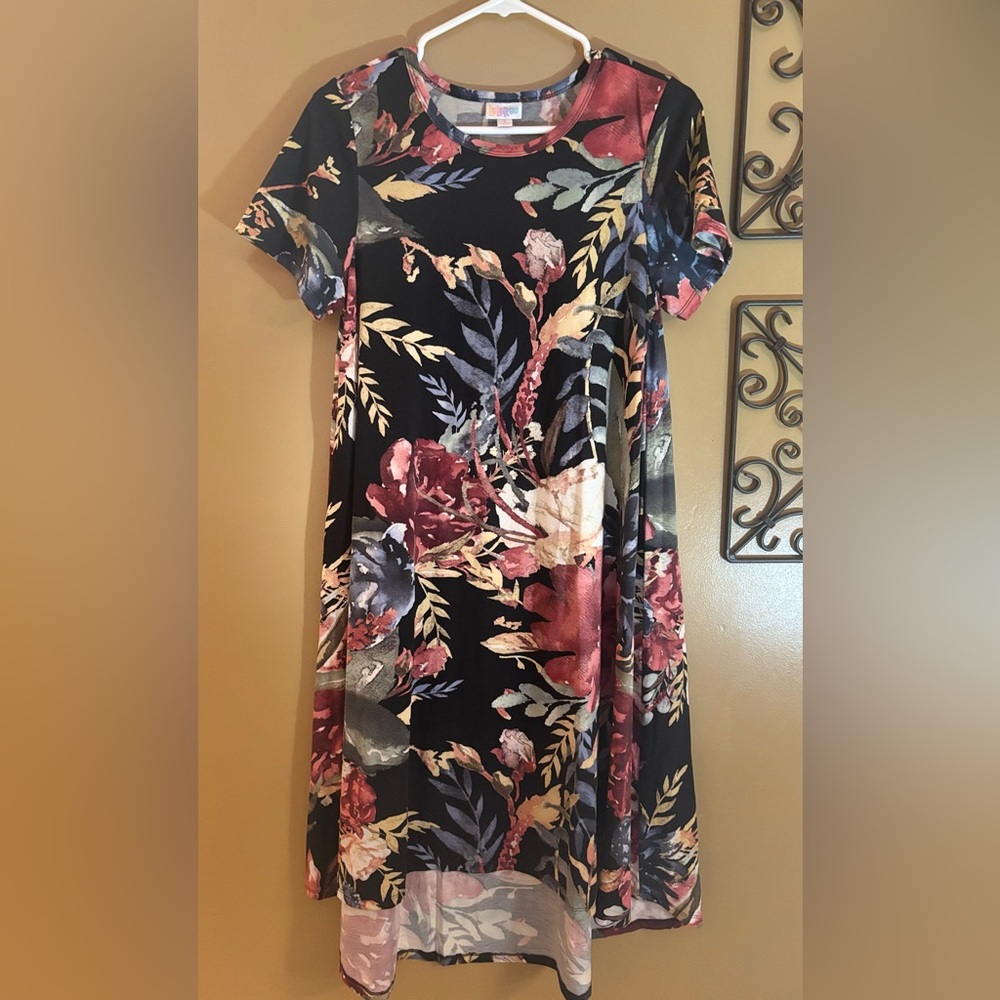 Lularoe Carly Floral Short Sleeve Dress EUC
